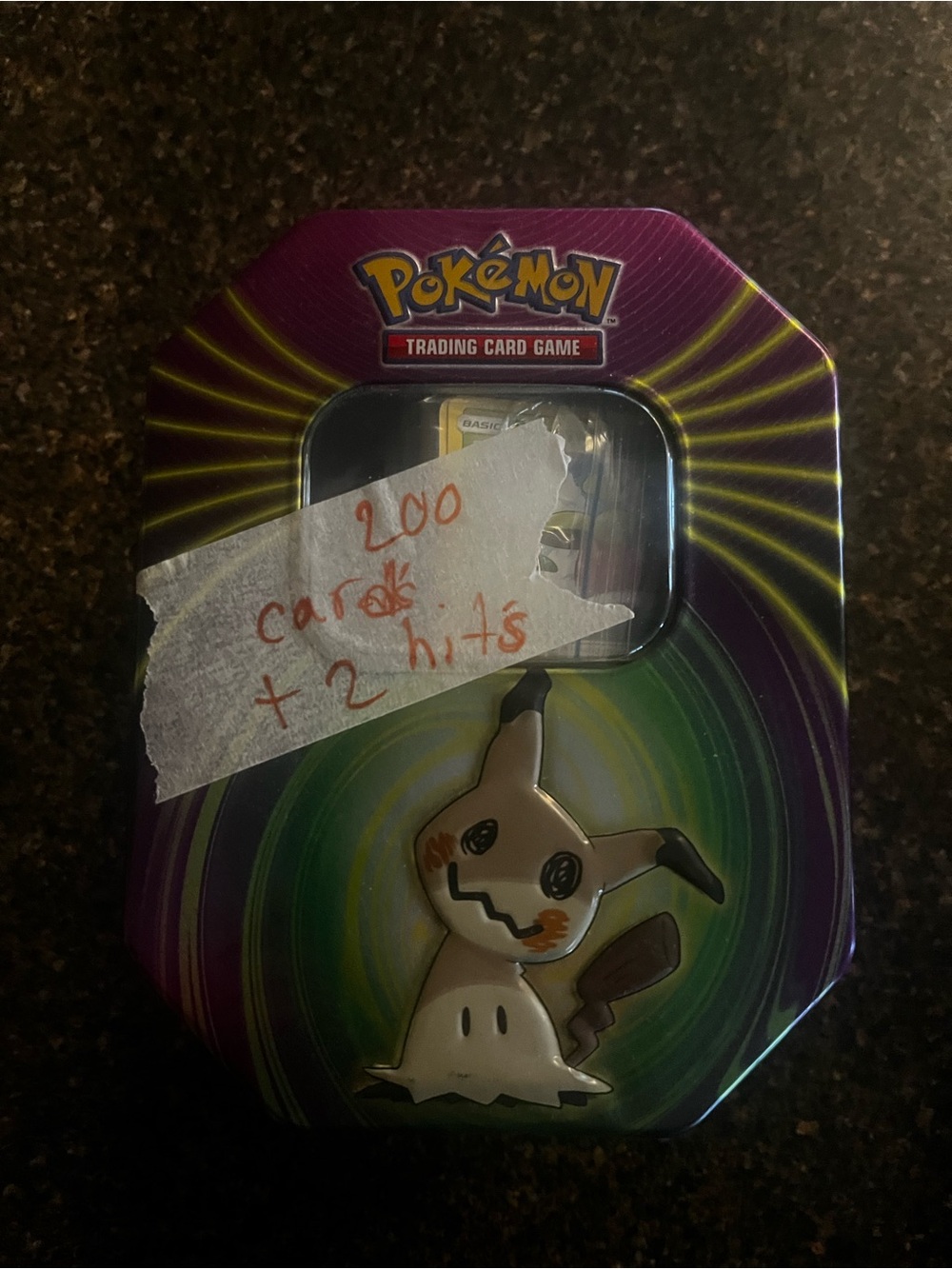 Pokemon Purple Mimikyu Tin with Yellow Accents